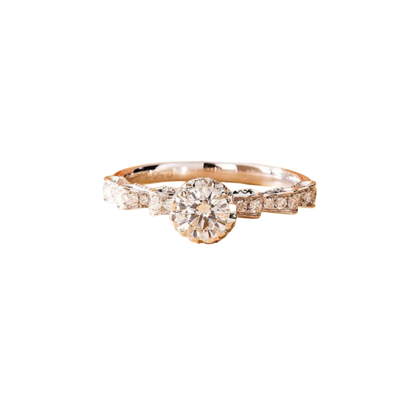 VogueFlo Ribbon Sweet Wedding Ring: Silver Plated Moissanite Diamond - VogueFlo