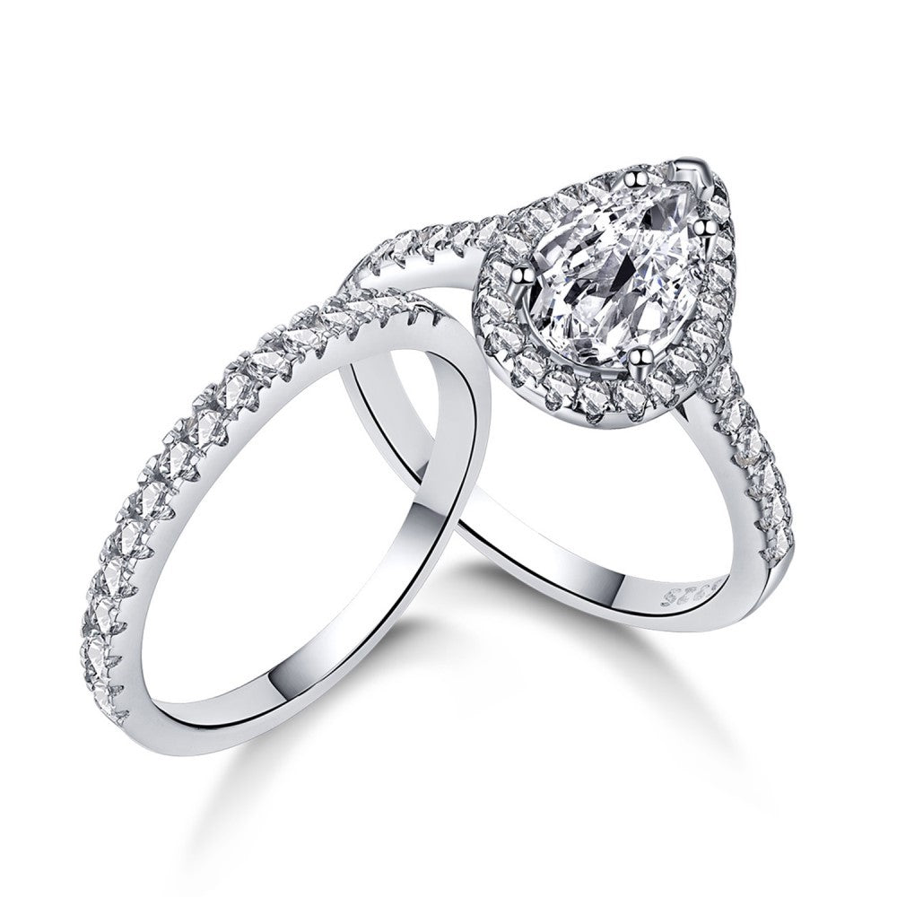 VogueFlo Beautiful Stone Pear-Cut Wedding Ring Set - VogueFlo