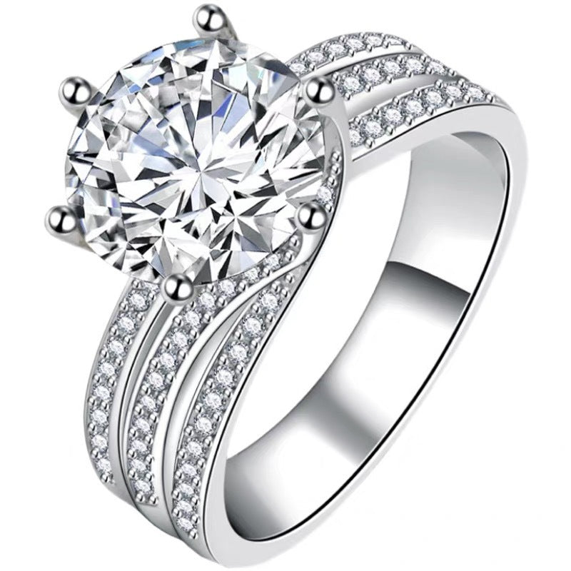 Vogue Flo Sparkling Elegance Moissanite-Inspired Women's Engagement Ring - VogueFlo
