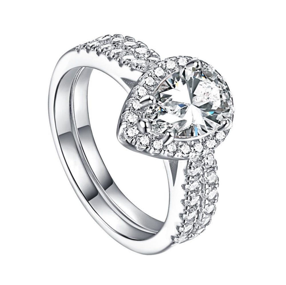 VogueFlo Beautiful Stone Pear-Cut Wedding Ring Set - VogueFlo