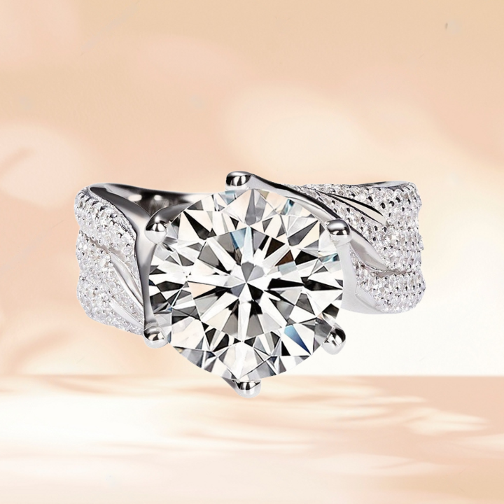 Vogue Flo Sparkling Elegance Moissanite-Inspired Women's Engagement Ring