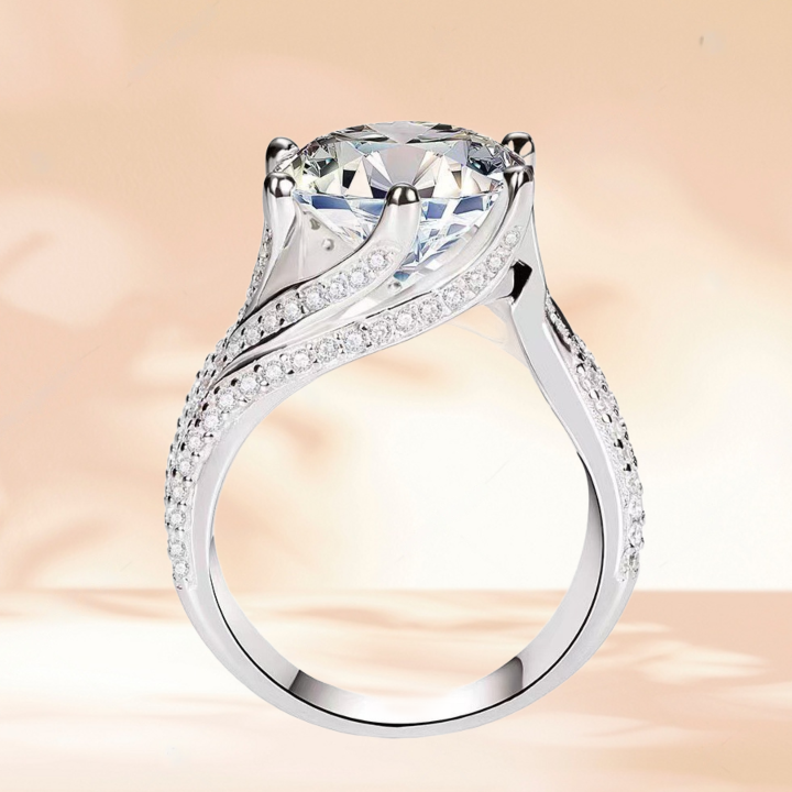 Vogue Flo Sparkling Elegance Moissanite-Inspired Women's Engagement Ring